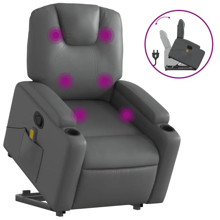 Fauteuil inclinable de massage Gris Similicuir - 2
