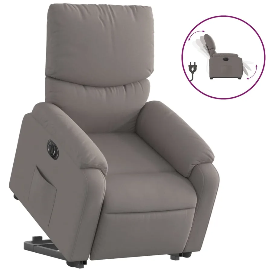 Fauteuil inclinable électrique taupe tissu - 2