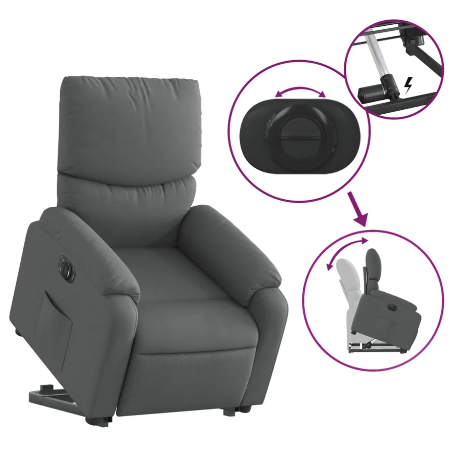 Fauteuil inclinable électrique gris foncé tissu - 11