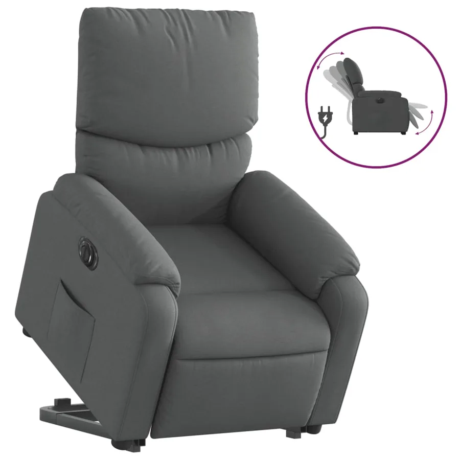 Fauteuil inclinable électrique gris foncé tissu - 2