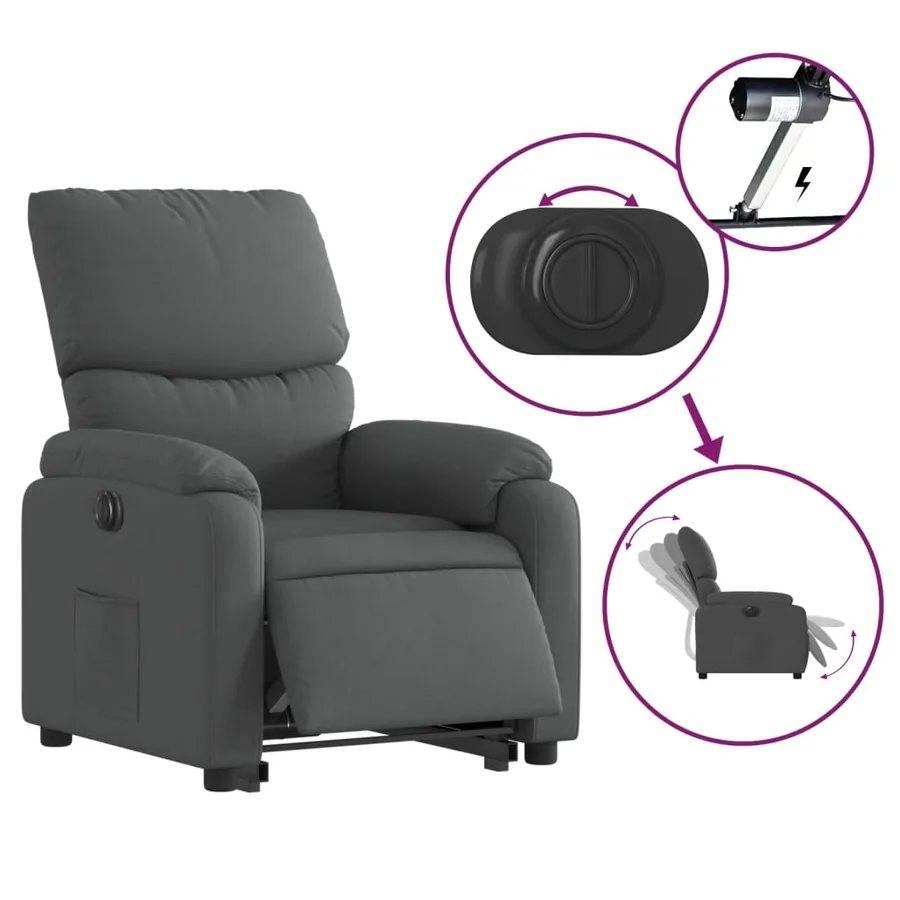 Fauteuil inclinable électrique gris foncé tissu - 6