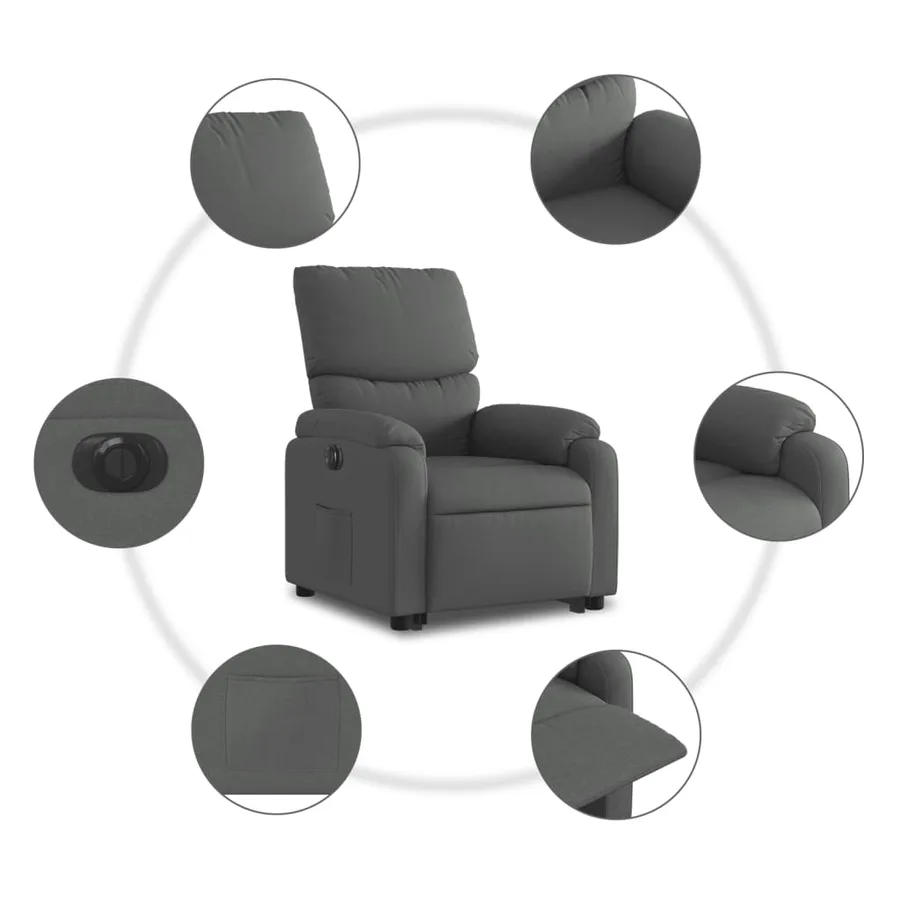 Fauteuil inclinable électrique gris foncé tissu - 8
