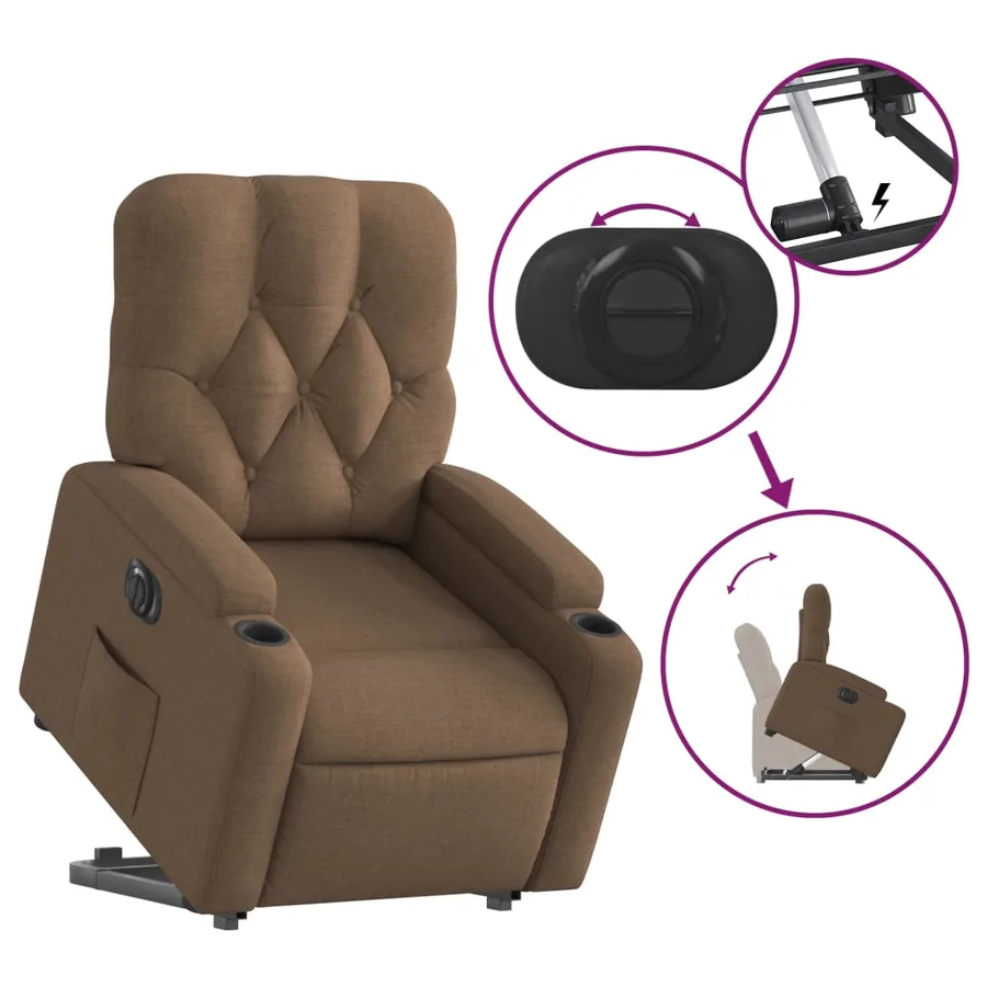 Fauteuil inclinable électrique marron tissu - 11