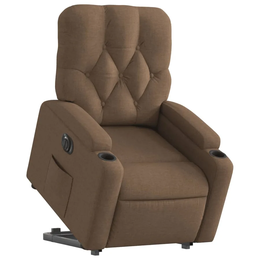 Fauteuil inclinable électrique marron tissu - 3