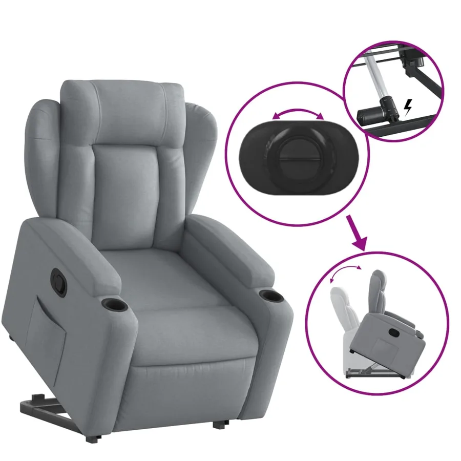 Fauteuil inclinable Gris clair Tissu - 6