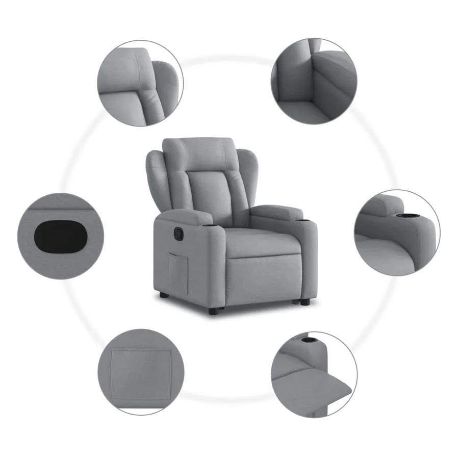 Fauteuil inclinable Gris clair Tissu - 8