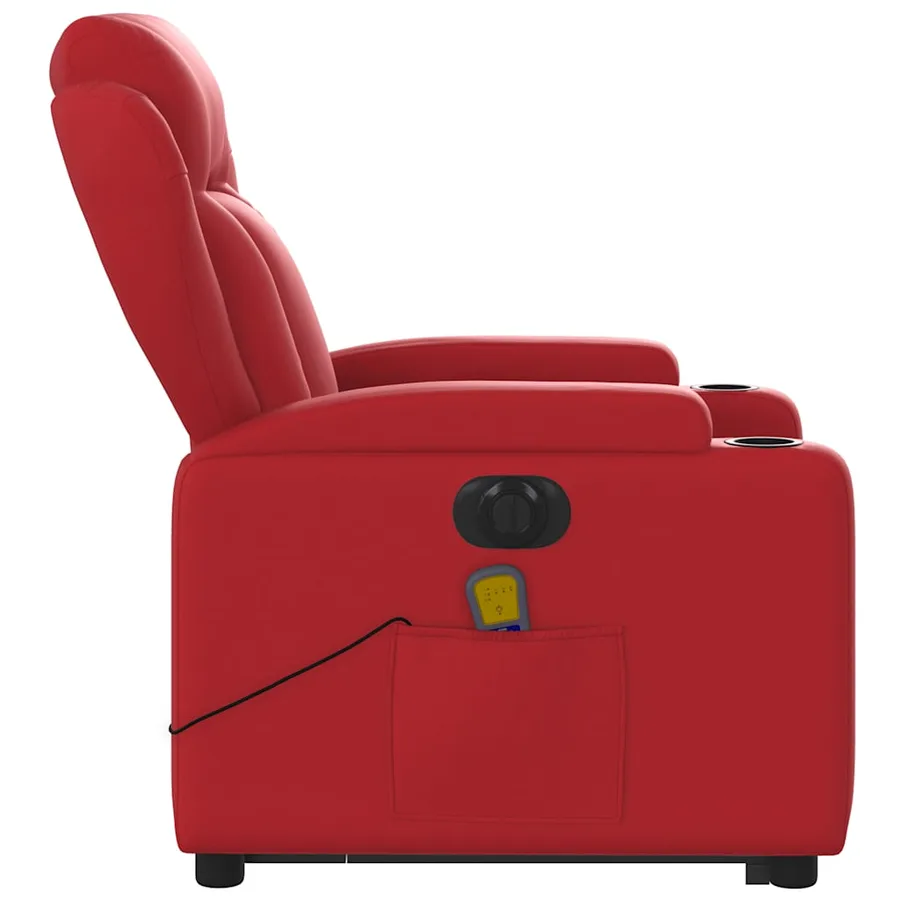 Fauteuil inclinable de massage électrique rouge similicuir - 10