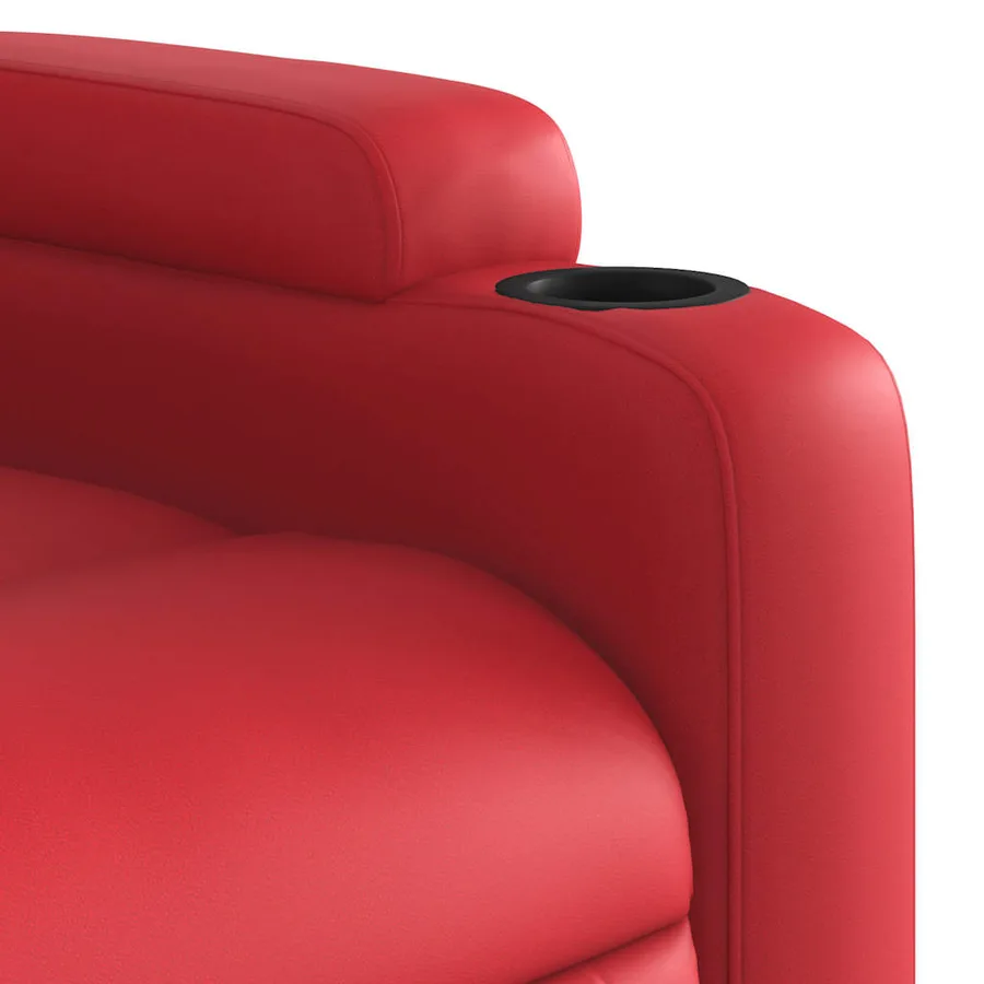 Fauteuil inclinable de massage électrique rouge similicuir - 12
