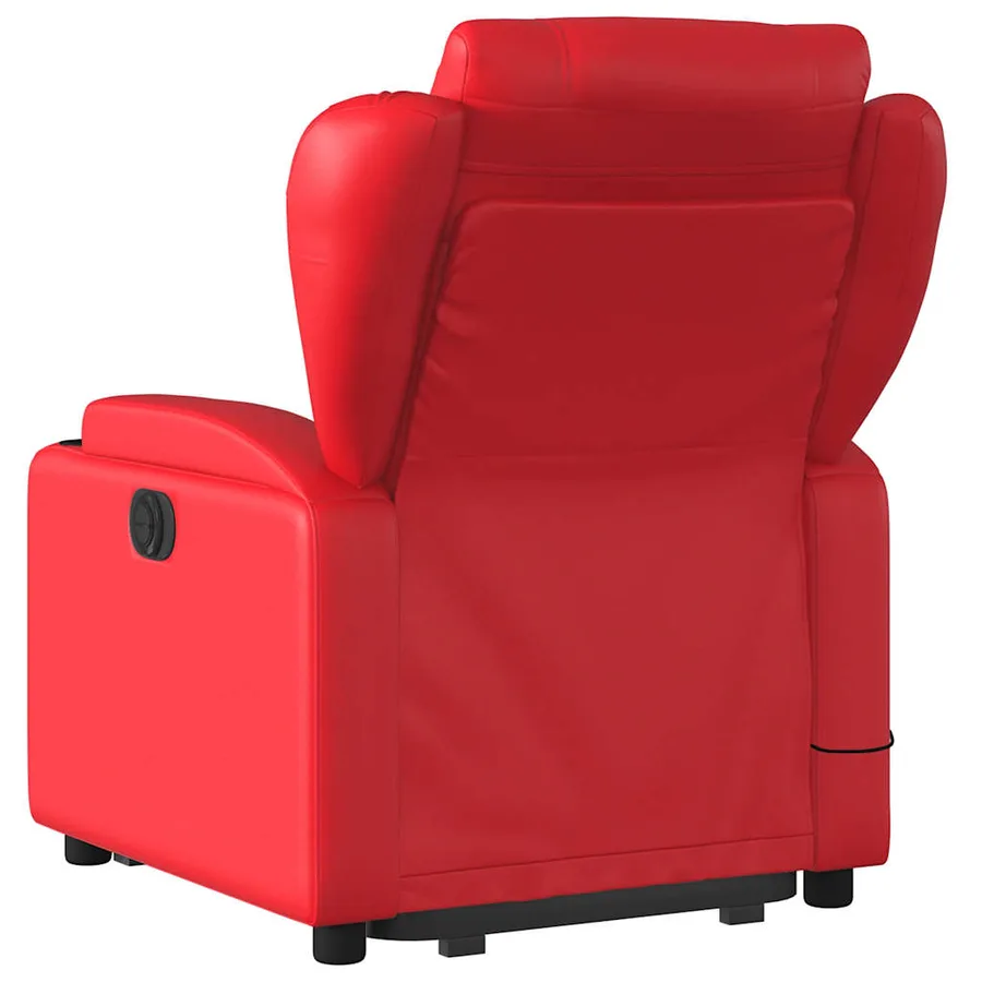 Fauteuil inclinable de massage électrique rouge similicuir - 5