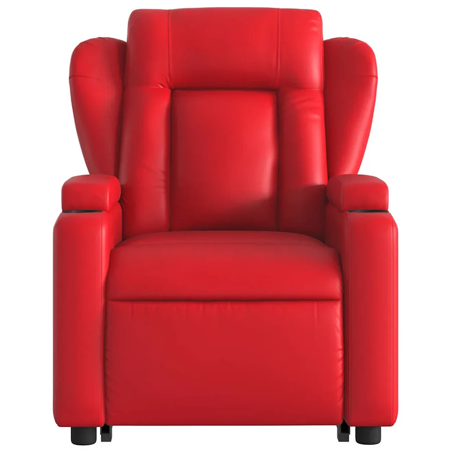 Fauteuil inclinable de massage électrique rouge similicuir - 9