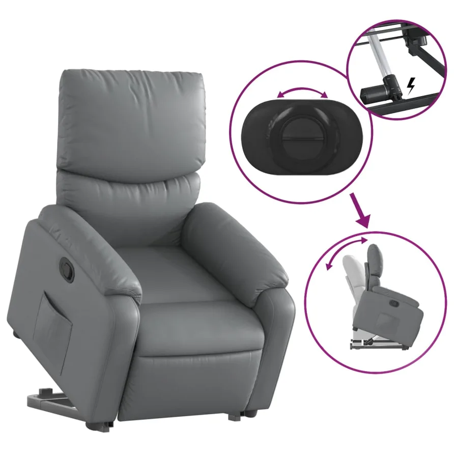 Fauteuil inclinable Gris Similicuir - 6