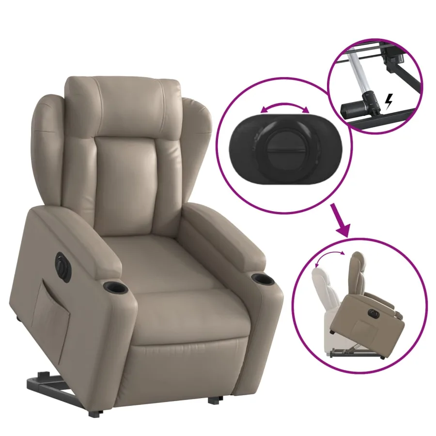 Fauteuil inclinable électrique cappuccino similicuir - 11