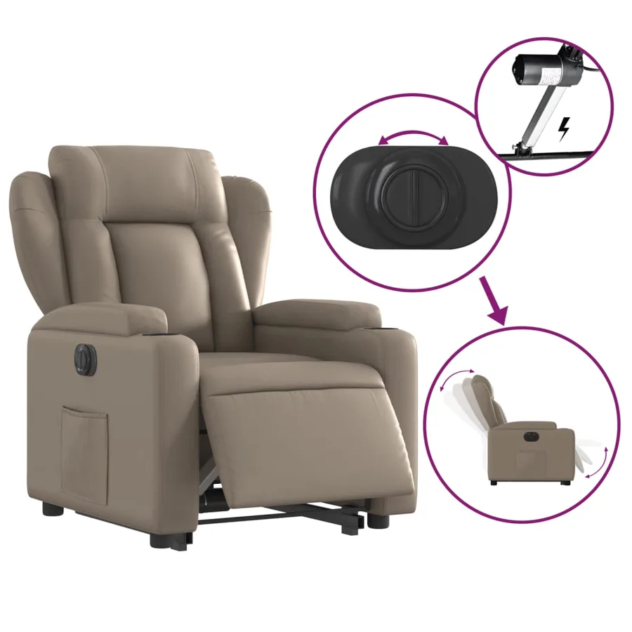 Fauteuil inclinable électrique cappuccino similicuir - 6