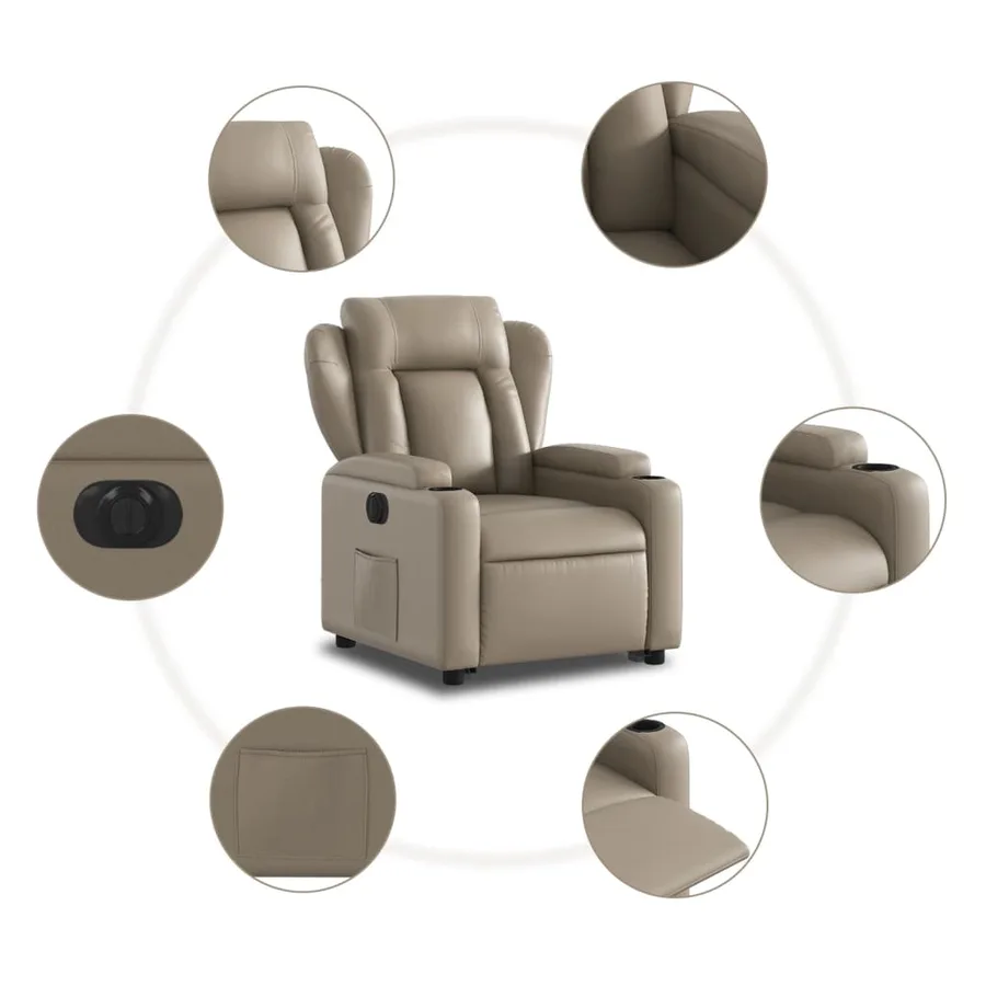 Fauteuil inclinable électrique cappuccino similicuir - 8