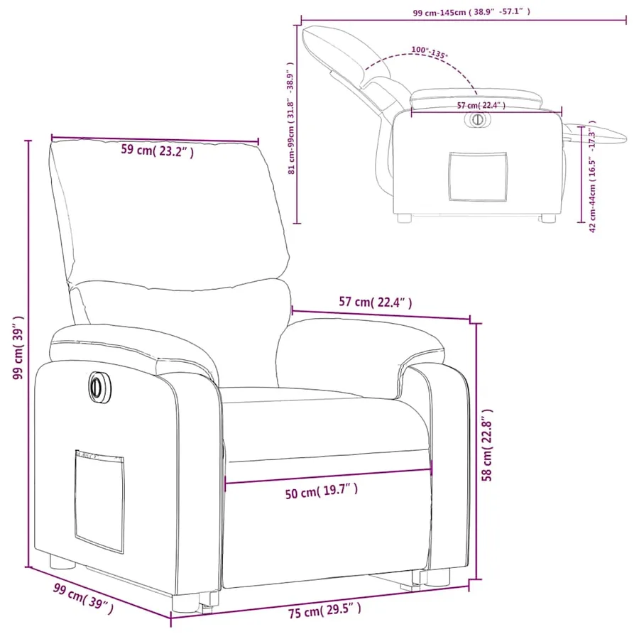 Fauteuil inclinable électrique rouge similicuir - 17