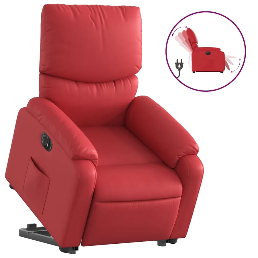 Fauteuil inclinable électrique rouge similicuir - 2