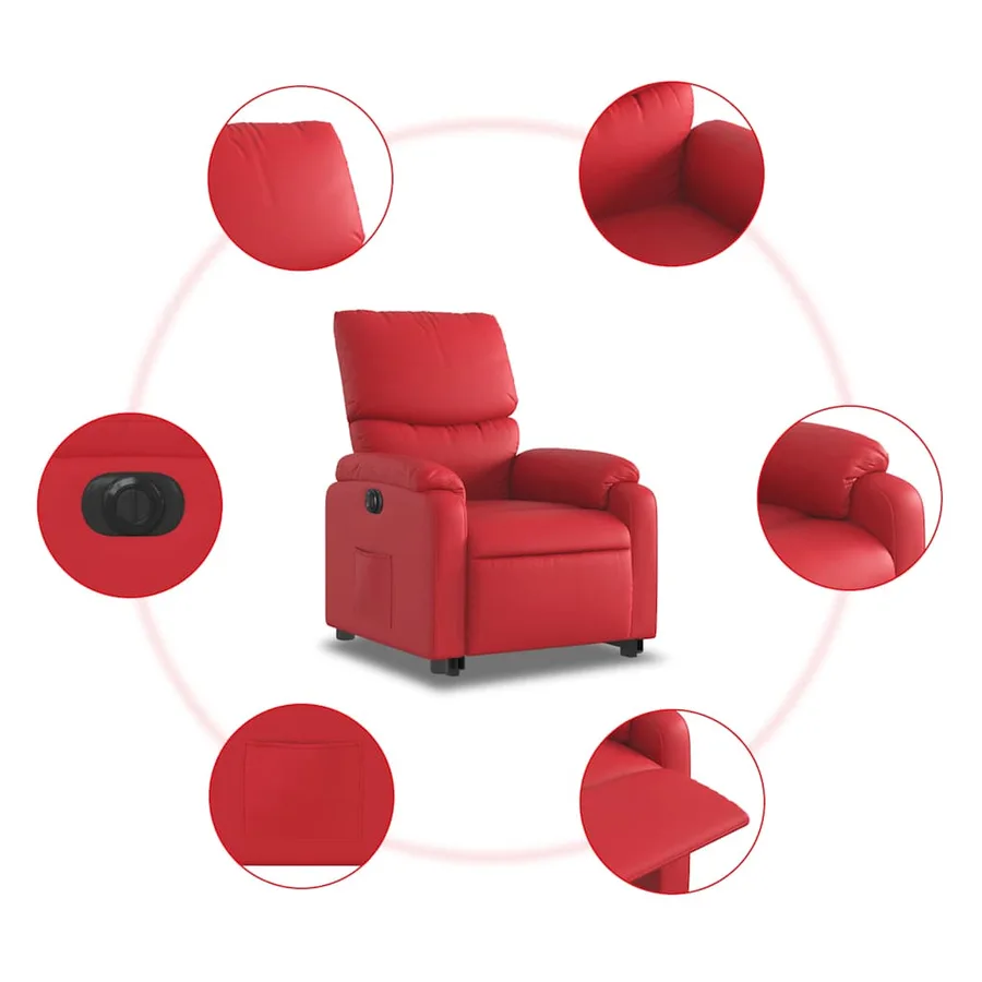 Fauteuil inclinable électrique rouge similicuir - 8