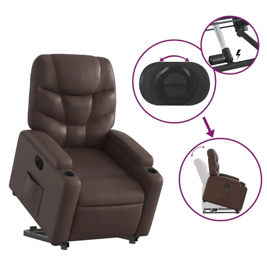 Fauteuil inclinable électrique marron similicuir - 11