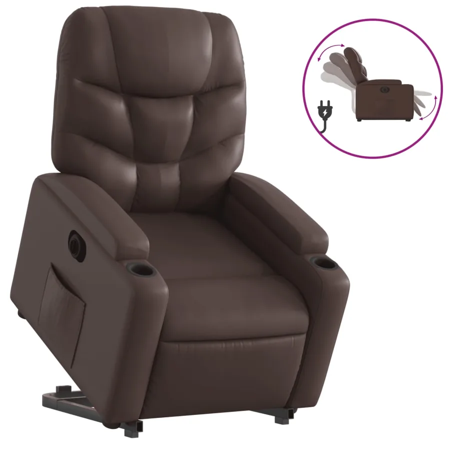 Fauteuil inclinable électrique marron similicuir - 2