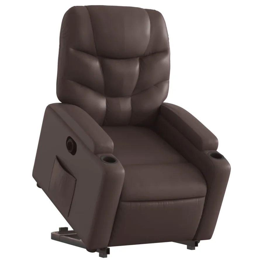 Fauteuil inclinable électrique marron similicuir - 3