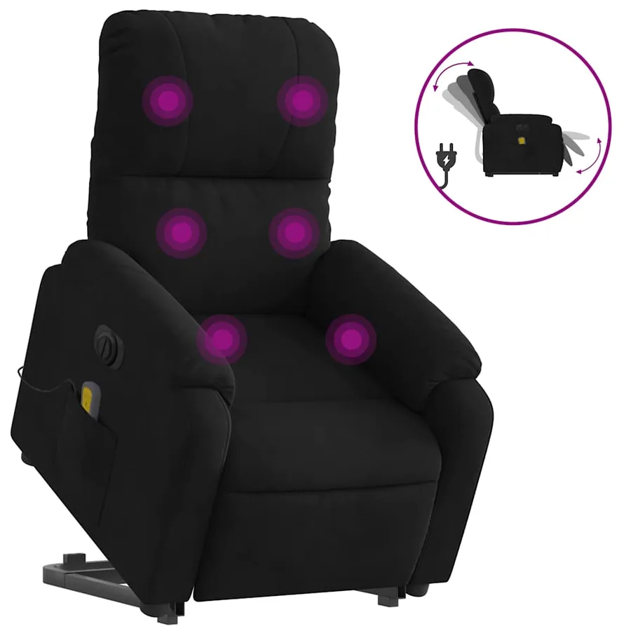 Fauteuil inclinable de massage électrique noir tissu microfibre - 2