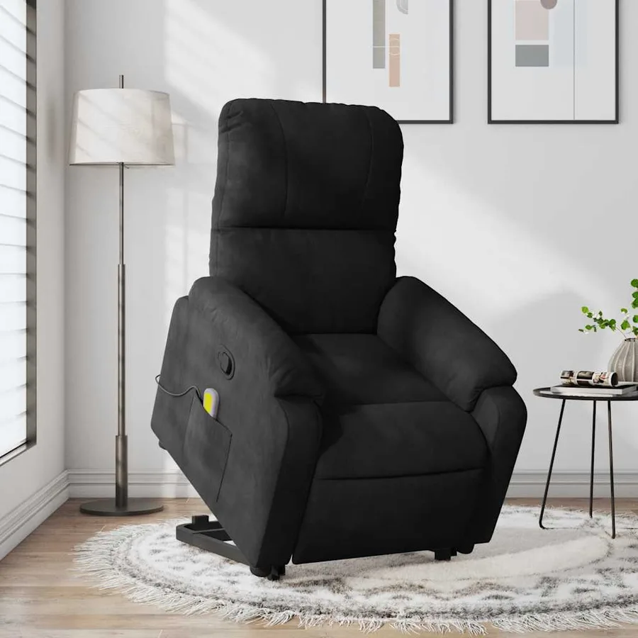 Fauteuil inclinable de massage noir tissu microfibre - 16