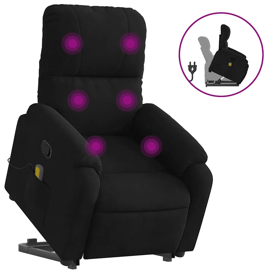 Fauteuil inclinable de massage noir tissu microfibre - 2