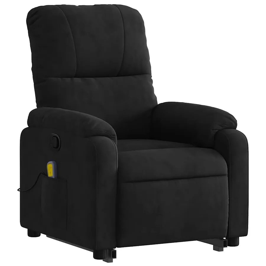 Fauteuil inclinable de massage noir tissu microfibre - 4