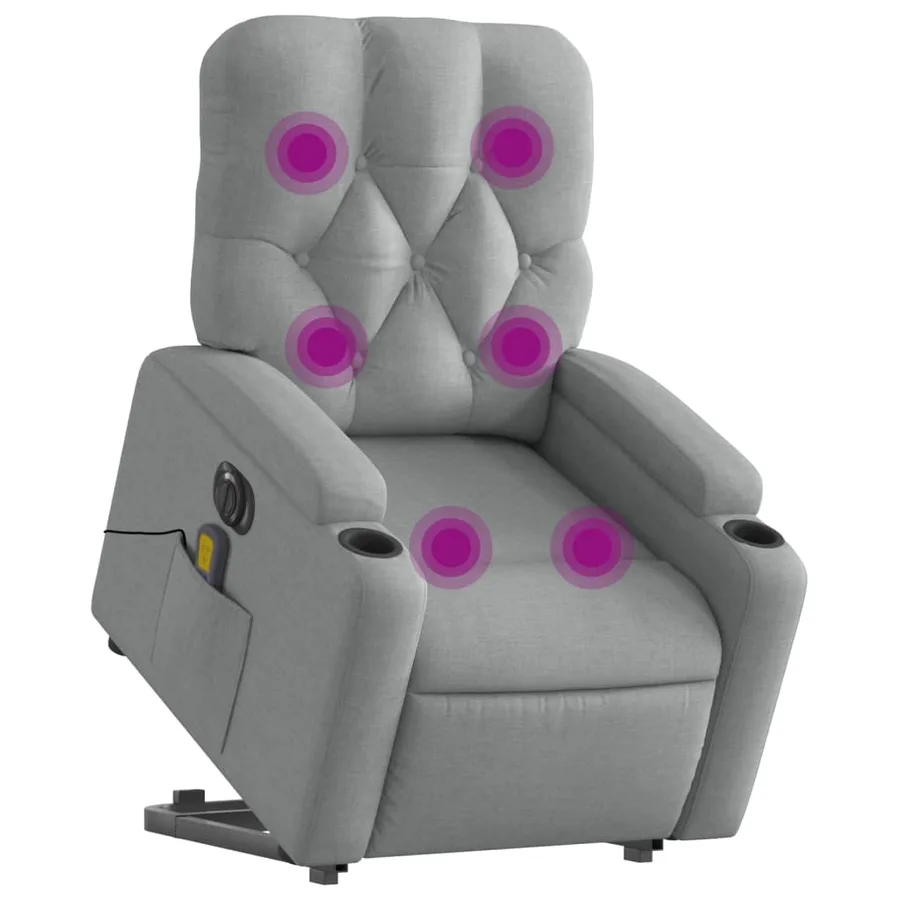 Fauteuil inclinable de massage électrique Gris clair Tissu - 3