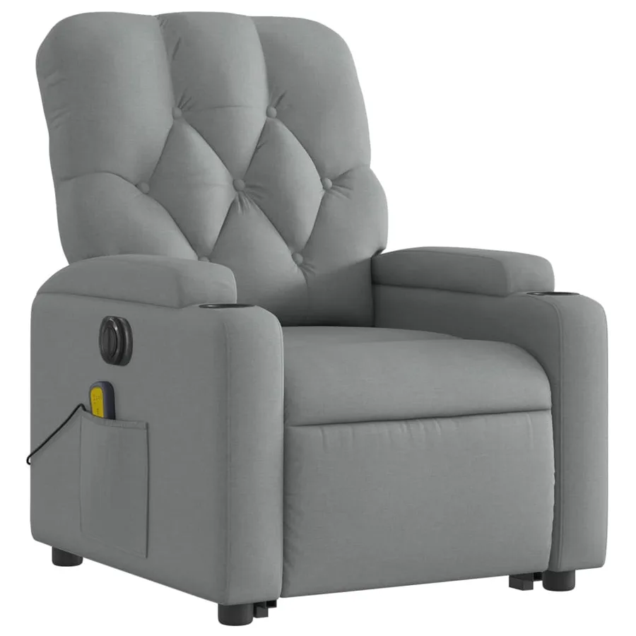 Fauteuil inclinable de massage électrique Gris clair Tissu - 4