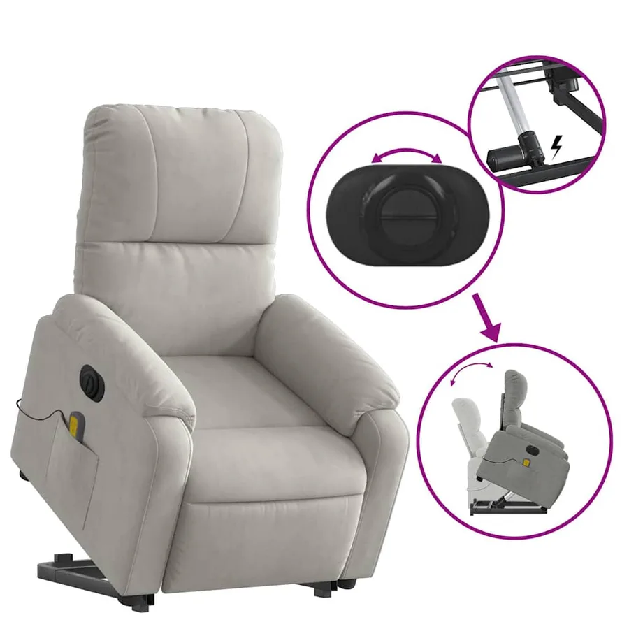 Fauteuil inclinable de massage électrique gris clair - 11