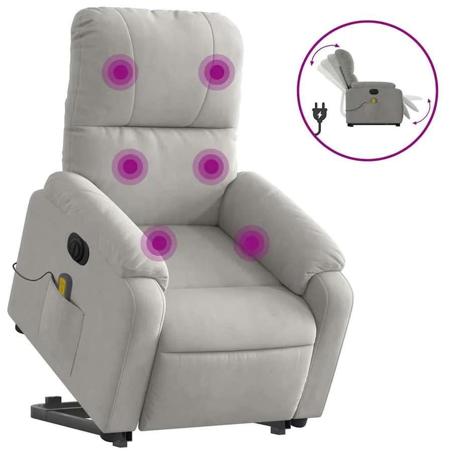 Fauteuil inclinable de massage électrique gris clair - 2