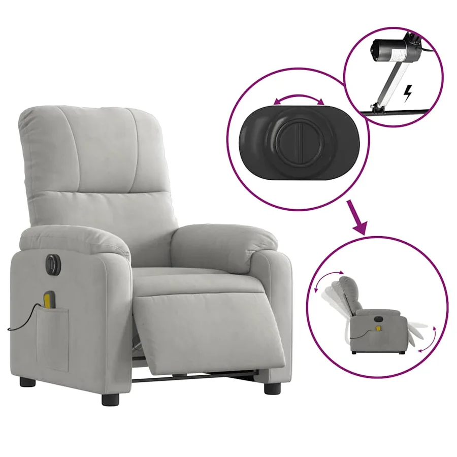 Fauteuil inclinable de massage électrique gris clair - 6