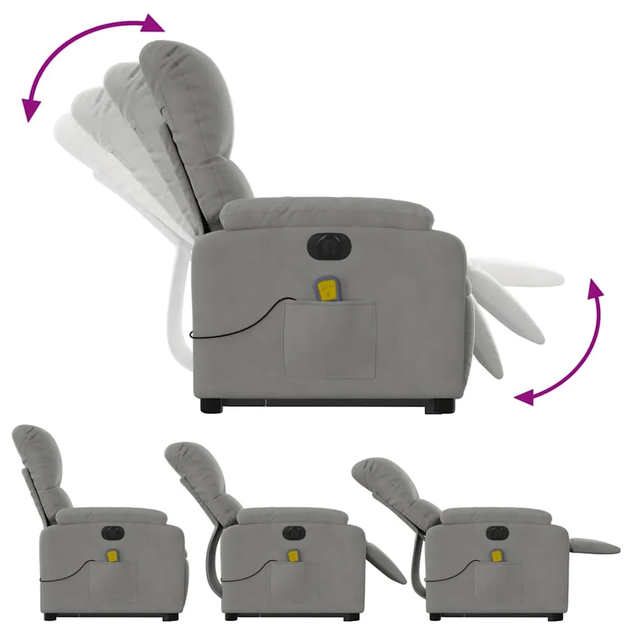 Fauteuil inclinable de massage électrique gris clair - 7