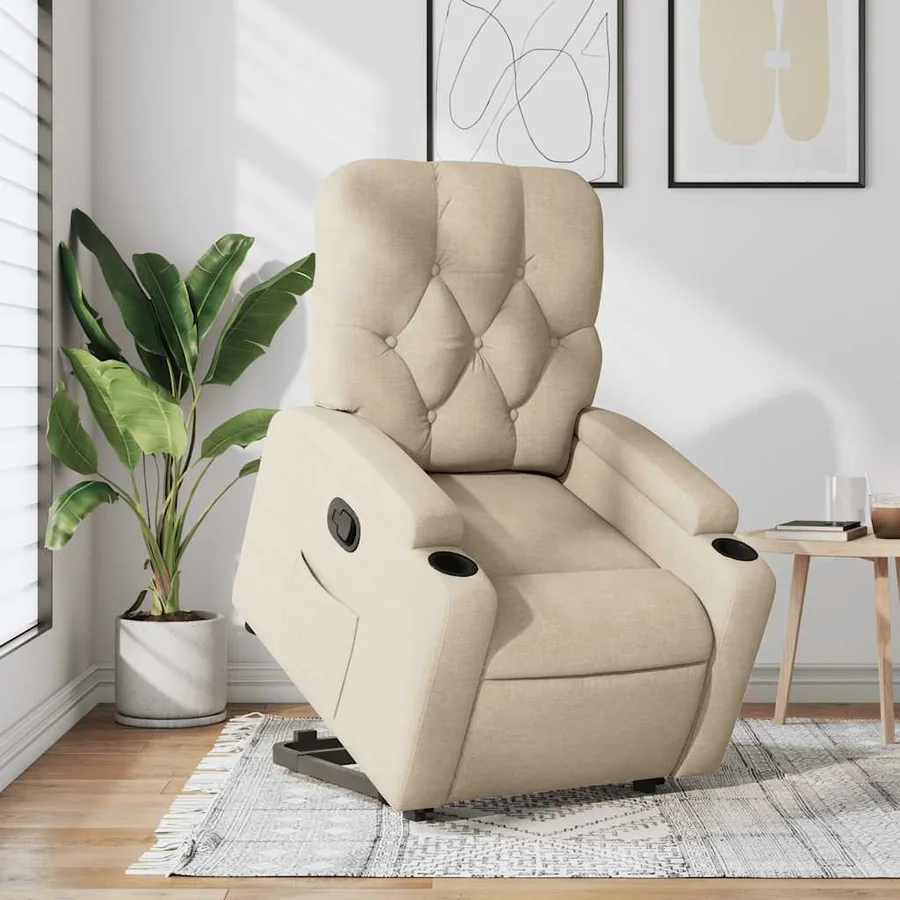 Fauteuil inclinable Crème Tissu - 15