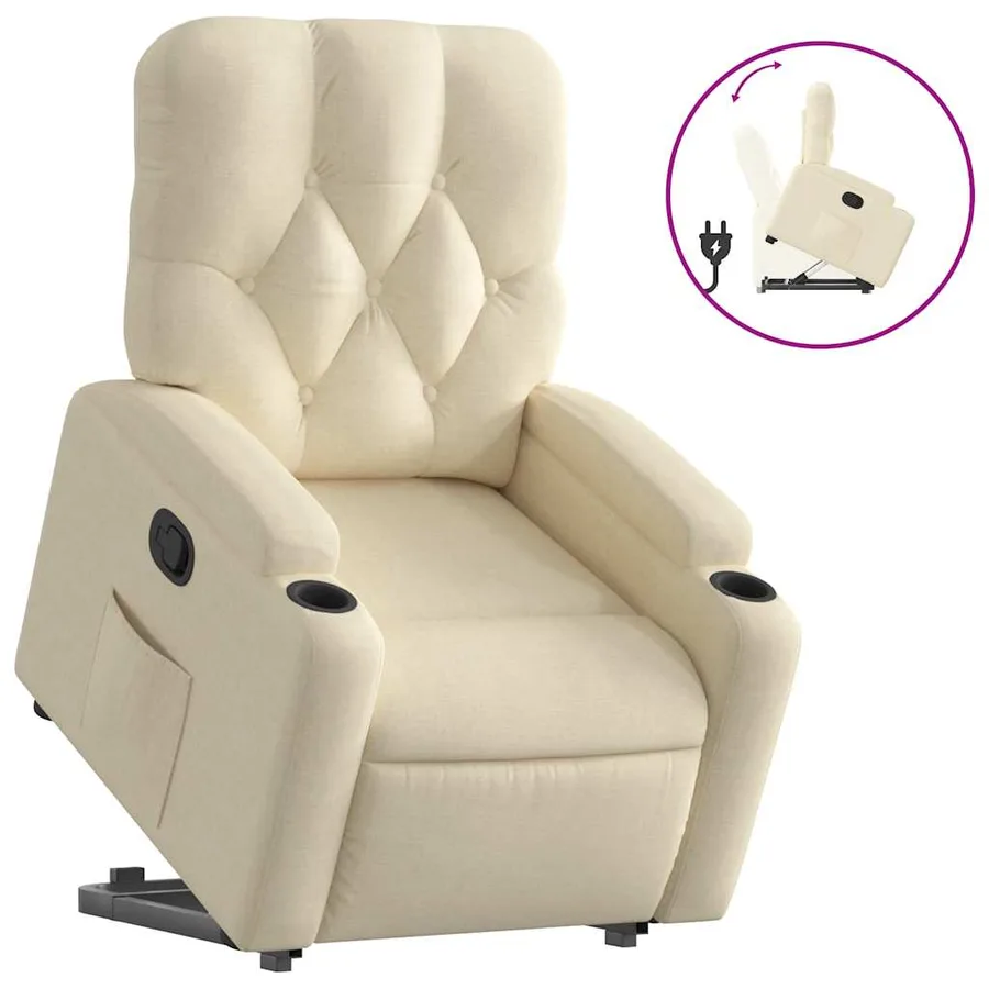 Fauteuil inclinable Crème Tissu - 2