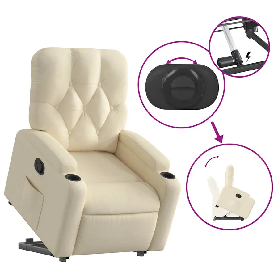 Fauteuil inclinable Crème Tissu - 6