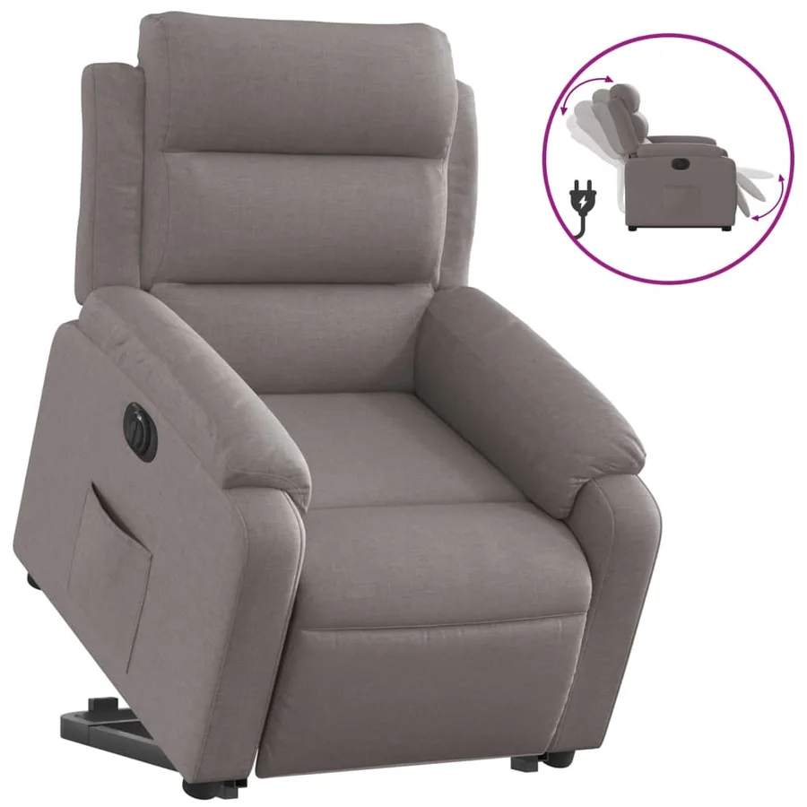 Fauteuil inclinable électrique taupe tissu - 2