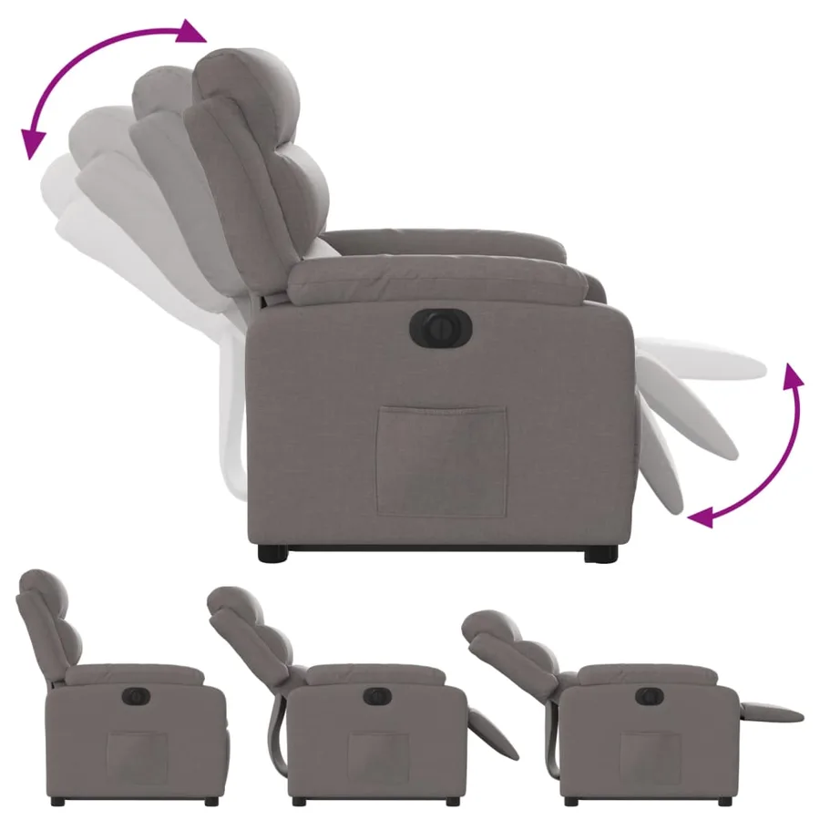 Fauteuil inclinable électrique taupe tissu - 7