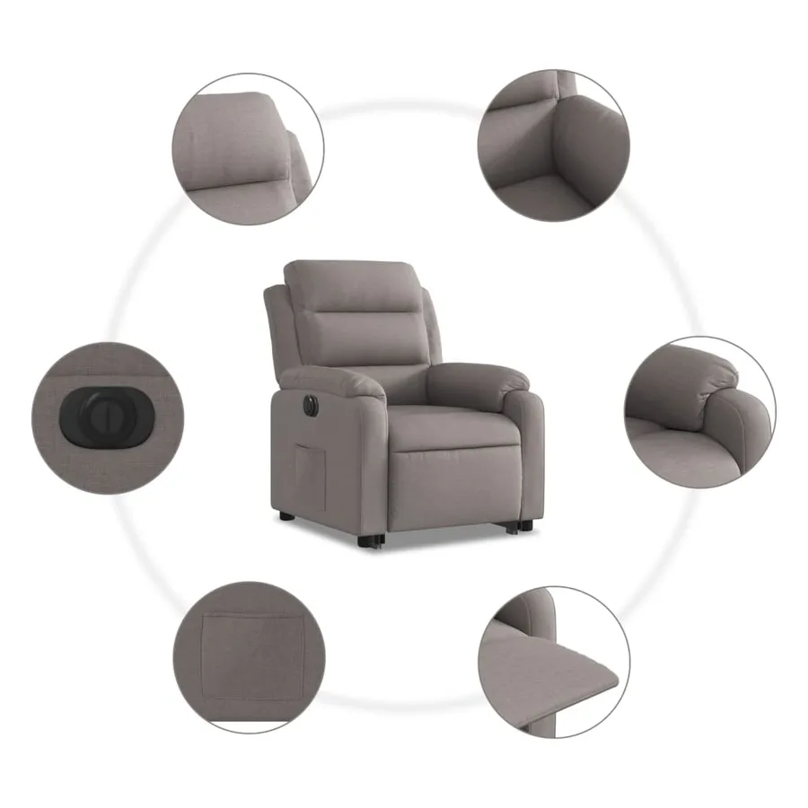 Fauteuil inclinable électrique taupe tissu - 8