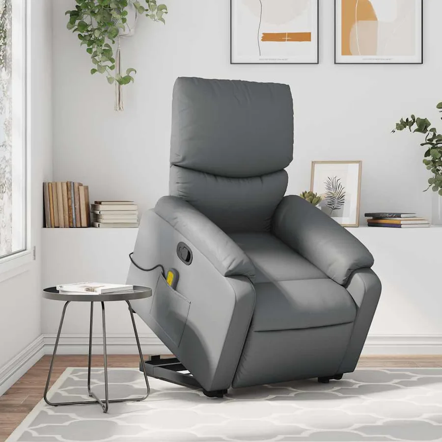 Fauteuil inclinable de massage Gris Similicuir - 15