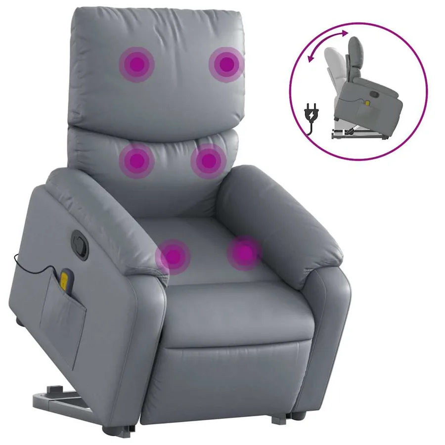 Fauteuil inclinable de massage Gris Similicuir - 2