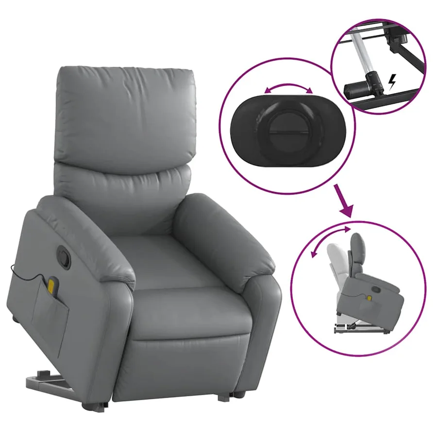 Fauteuil inclinable de massage Gris Similicuir - 6