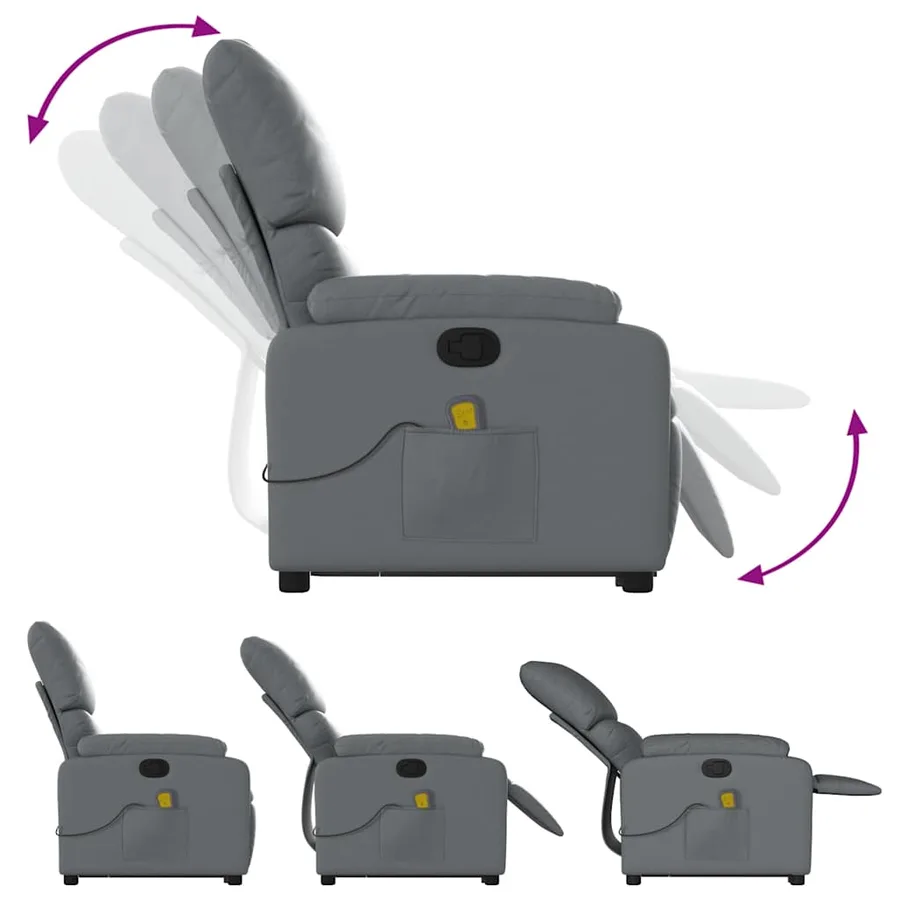 Fauteuil inclinable de massage Gris Similicuir - 7