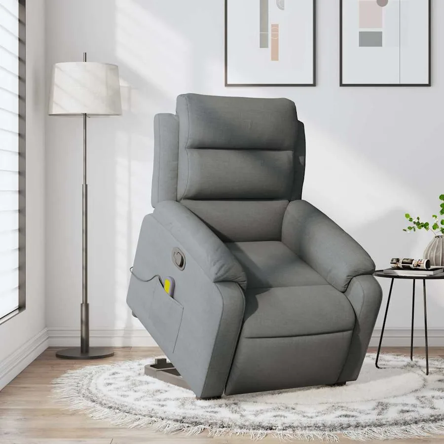 Fauteuil de massage inclinable Gris foncé Tissu - 16