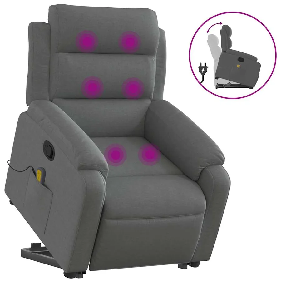 Fauteuil de massage inclinable Gris foncé Tissu - 2