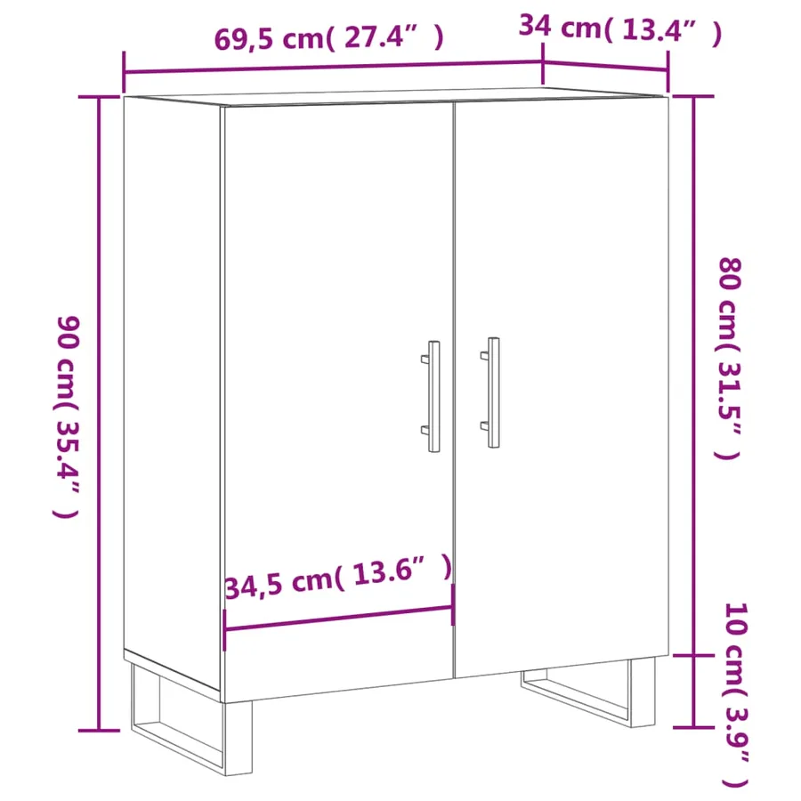 Buffet blanc 69,5x34x90 cm bois d'ingénierie - 12