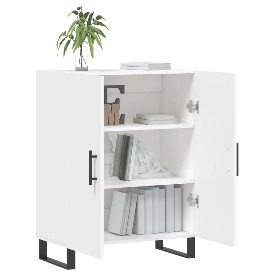 Buffet blanc 69,5x34x90 cm bois d'ingénierie - 4