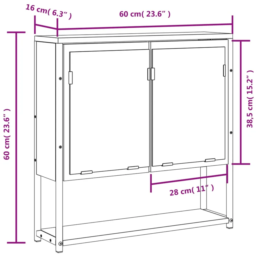 Armoire à miroir de salle de bain chêne fumé bois d’ingénierie - 12
