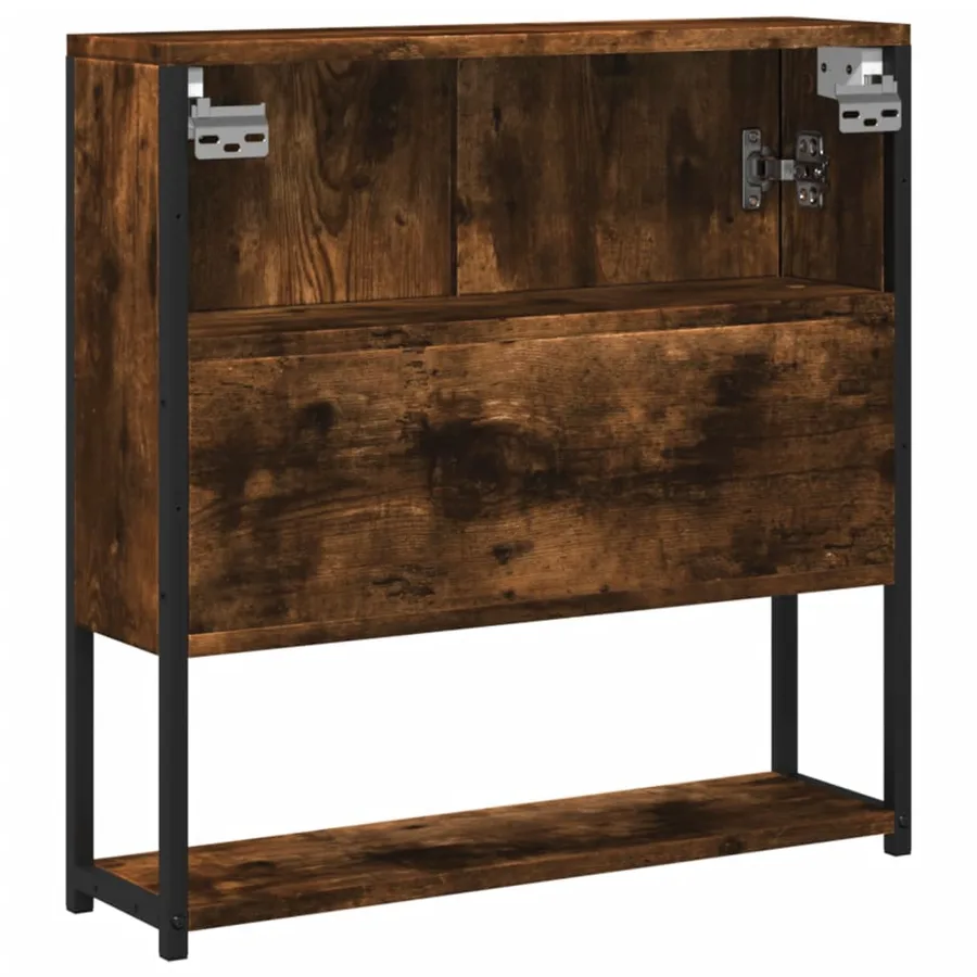 Armoire à miroir de salle de bain chêne fumé bois d’ingénierie - 8